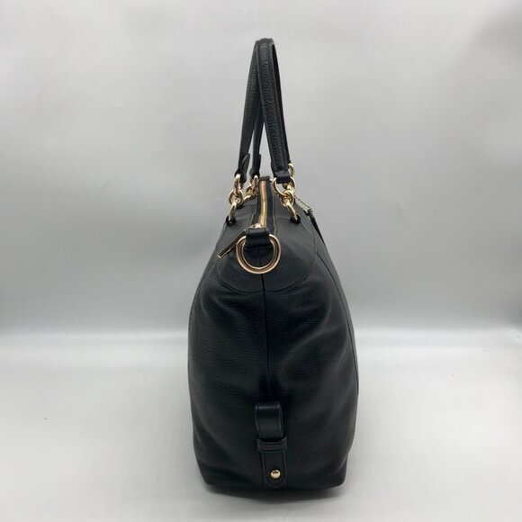 Coach Black Leather Lenox Convertible Satchel Bag F59325 - Picture 4 of 11